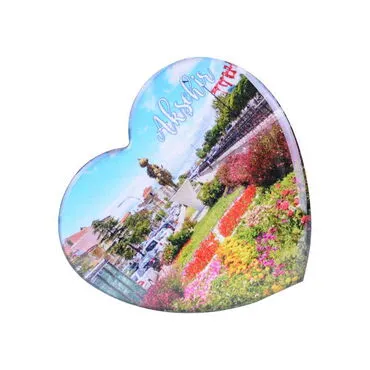 Aksehir Themed Epoxy Dome Heart Souvenir Fridge Magnet 65x60 mm - 3