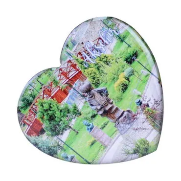 Aksehir Themed Epoxy Dome Heart Souvenir Fridge Magnet 65x60 mm - 4