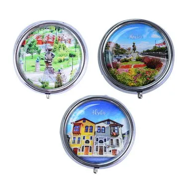 Aksehir Themed Customised Epoxy Round Pill Box 50x15 mm - 4