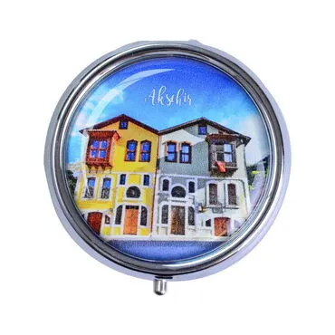 Aksehir Themed Customised Epoxy Round Pill Box 50x15 mm - 5
