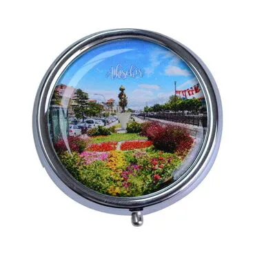 Aksehir Themed Customised Epoxy Round Pill Box 50x15 mm - 6