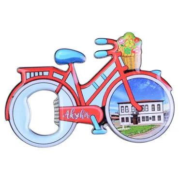 Aksehir Themed Bicycle Shaped Metal Magnetic Bottle Opener 100x65 mm - 4