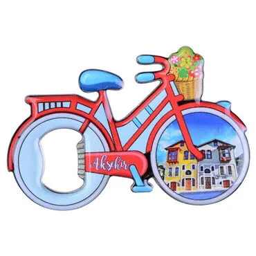 Aksehir Themed Bicycle Shaped Metal Magnetic Bottle Opener 100x65 mm - 5