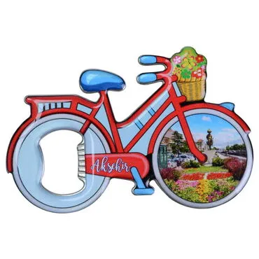 Aksehir Themed Bicycle Shaped Metal Magnetic Bottle Opener 100x65 mm - 6