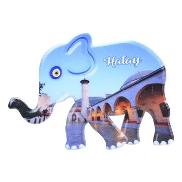 Hatay Themed Customised UV Printed Plastic Base Elephant Shaped Fridge Magnet 86x62 mm
