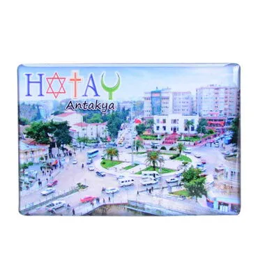 Hatay Themed Epoxy Dome Rectangle Souvenir Fridge Magnet 80x55 cm - 7