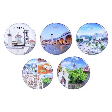 Hatay Themed Epoxy Dome Round Souvenir Fridge Magnet 67 mm - 3