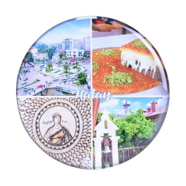 Hatay Themed Epoxy Dome Round Souvenir Fridge Magnet 67 mm - 4
