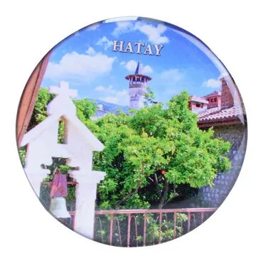 Hatay Themed Epoxy Dome Round Souvenir Fridge Magnet 67 mm - 5