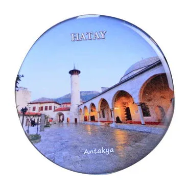 Hatay Themed Epoxy Dome Round Souvenir Fridge Magnet 67 mm - 7