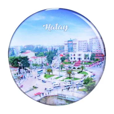 Hatay Themed Epoxy Dome Round Souvenir Fridge Magnet 67 mm - 8