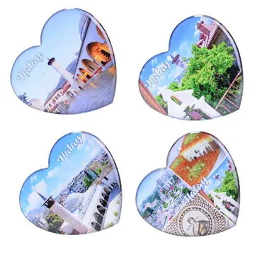 Hatay Themed Epoxy Dome Heart Souvenir Fridge Magnet 65x60 mm - 3