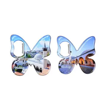 Toptan Hatay Temalı Myros Metal Kelebek Açacak Magnet 70x70 mm - 3