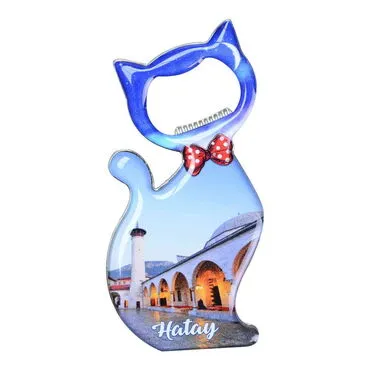 Hatay Themed Cat Shaped Metal Magnetic Bottle Opener 97x48 mm - 5