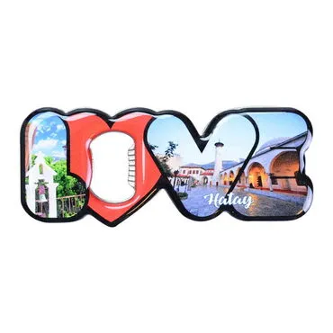 Hatay Themed Love Letter Shaped Metal Magnetic Opener 114x47 mm - 5