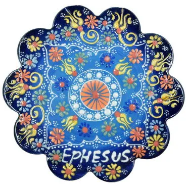 Ephesus Themed Turkish Ceramic Relief Trivet Big Size - 11