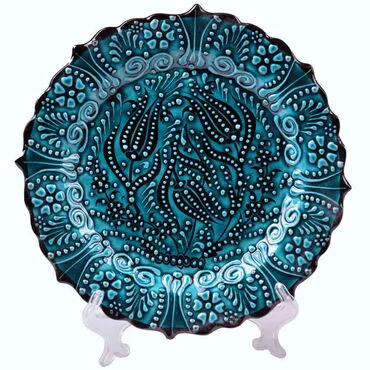 Turkish Ceramic Turquoise Plate 18 Cm - 7