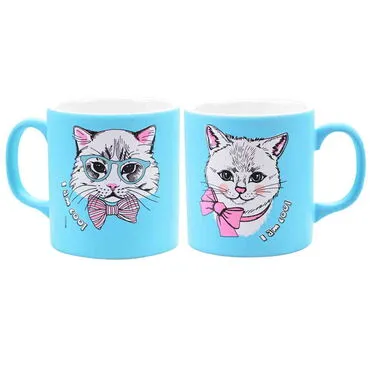 Toptan Kedi Temalı Seramik Renkli Kupa - 13