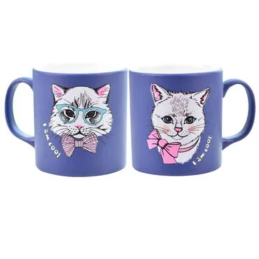 Toptan Kedi Temalı Seramik Renkli Kupa - 16