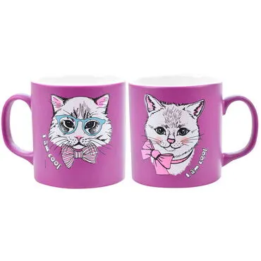 Toptan Kedi Temalı Seramik Renkli Kupa - 17