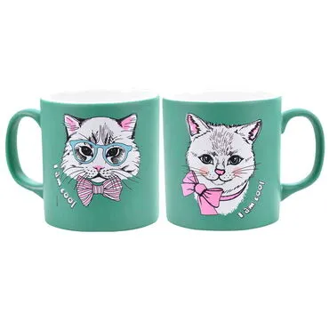 Toptan Kedi Temalı Seramik Renkli Kupa - 18