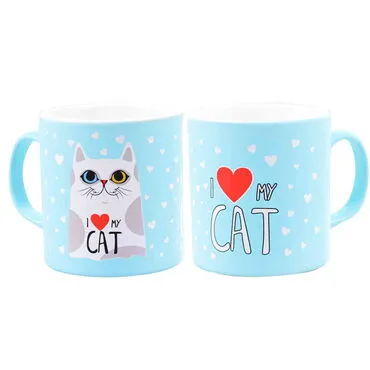 Toptan Kedi Temalı Seramik Renkli Kupa - 20