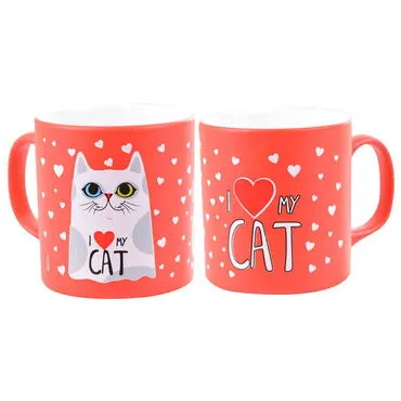 Toptan Kedi Temalı Seramik Renkli Kupa - 21