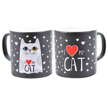 Toptan Kedi Temalı Seramik Renkli Kupa - 22