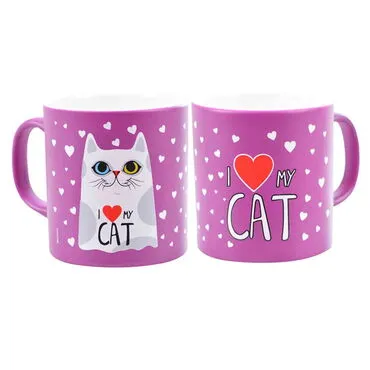 Toptan Kedi Temalı Seramik Renkli Kupa - 23