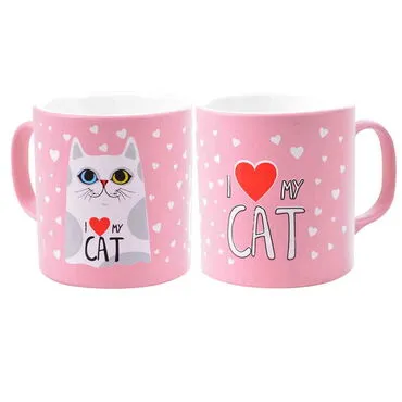 Toptan Kedi Temalı Seramik Renkli Kupa - 25