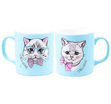 Toptan Kedi Temalı Seramik Renkli Kupa - 26