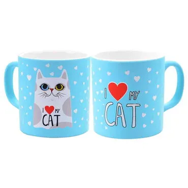 Toptan Kedi Temalı Seramik Renkli Kupa - 27