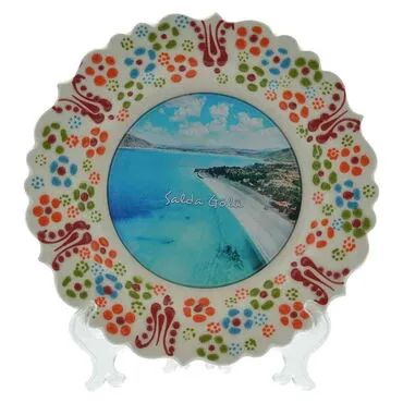 Salda Themed Turkish Ceramic Plate With Epoxy 25 Cm - 17