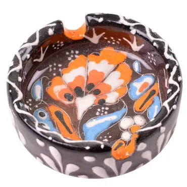 Turkish Ceramic Engraved Relief Ashtray Small Size - 9