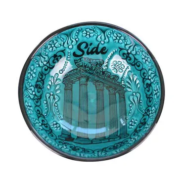 Side Themed Turkish Ceramic Turquoise Bowl 16 Cm - 3