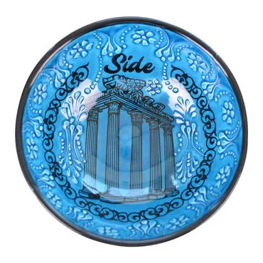 Side Themed Turkish Ceramic Turquoise Bowl 16 Cm - 4