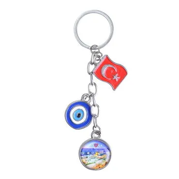 Adana Themed Metal Evil Eye Enamel Keychain