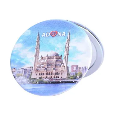 Adana Themed Customised Uv Printed Round Compact Mirror 72x11 mm