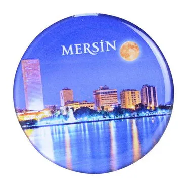 Wholesale Mersin Themed Myros Round Refrigerator Magnet 67 mm - 6