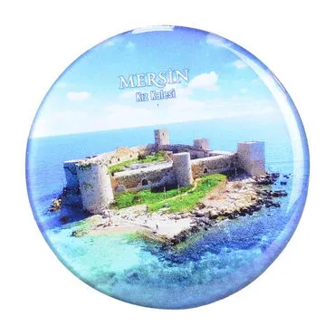Wholesale Mersin Themed Myros Round Refrigerator Magnet 67 mm - 7