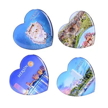 Mersin Themed Epoxy Dome Heart Souvenir Fridge Magnet 65x60 mm - 3