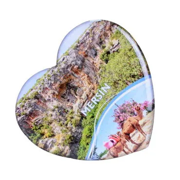 Mersin Themed Epoxy Dome Heart Souvenir Fridge Magnet 65x60 mm - 5