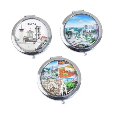 Hatay Themed Customised Metal Epoxy Travel Make Up Compact Mirror 70x11 mm - 3