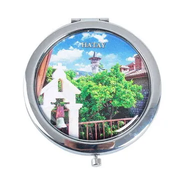 Hatay Themed Customised Metal Epoxy Travel Make Up Compact Mirror 70x11 mm - 4