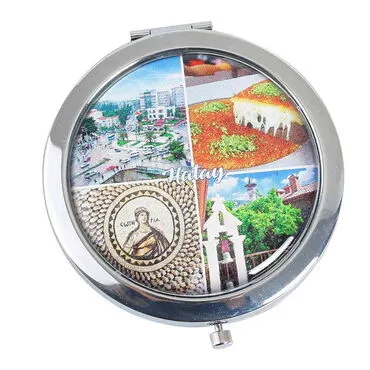 Hatay Themed Customised Metal Epoxy Travel Make Up Compact Mirror 70x11 mm - 6