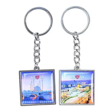 Adana Themed Metal Square Shaped Double Sided Keychain 36x95 mm - 2