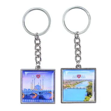 Adana Themed Metal Square Shaped Double Sided Keychain 36x95 mm - 4