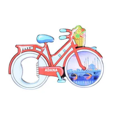Adana Themed Bicycle Shaped Metal Magnetic Bottle Opener 100x65 mm - 3