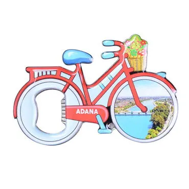 Adana Themed Bicycle Shaped Metal Magnetic Bottle Opener 100x65 mm - 4