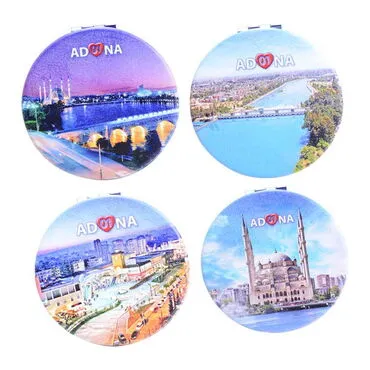 Adana Themed Customised Uv Printed Round Compact Mirror 72x11 mm - 3